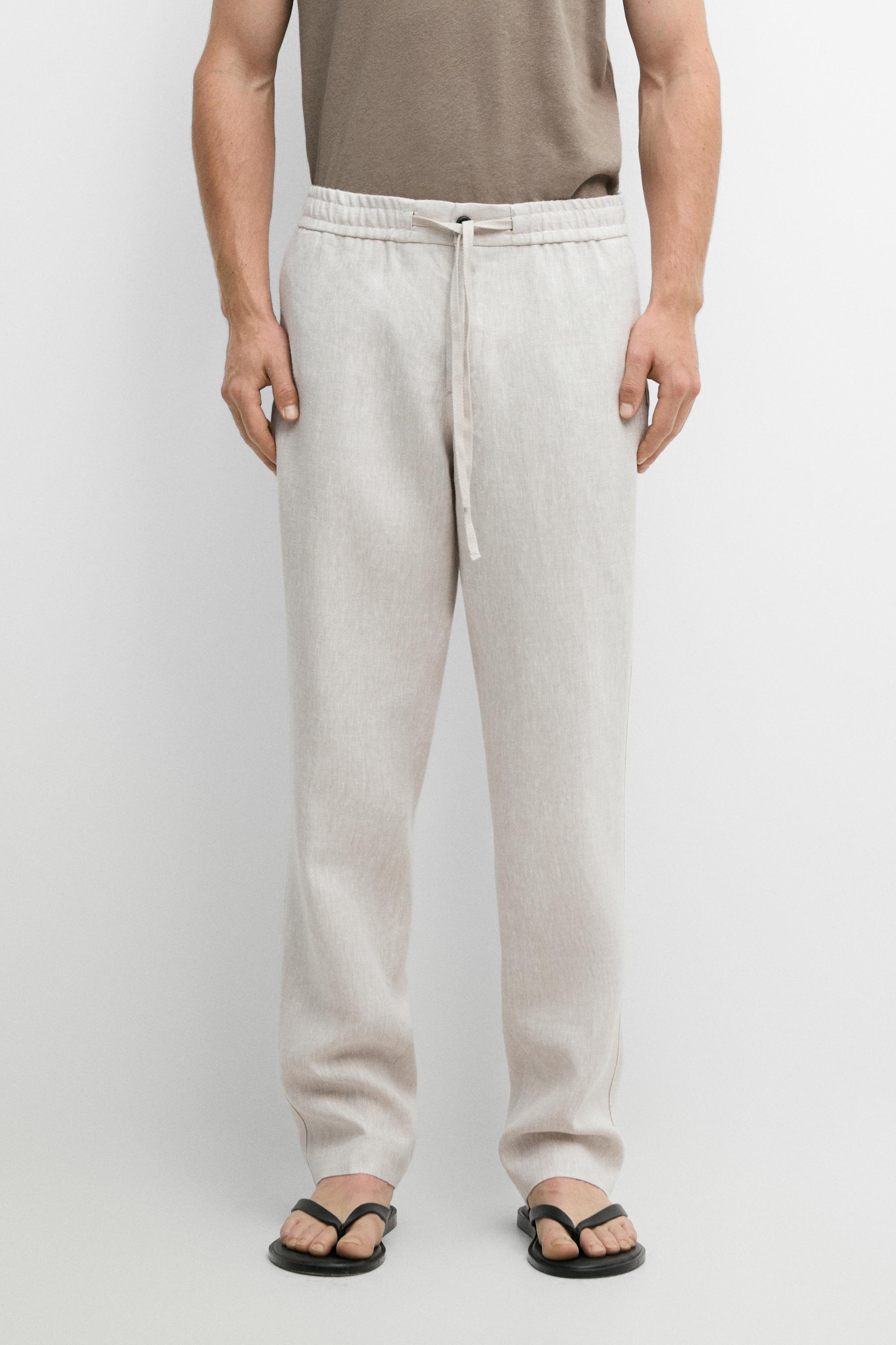 Linen jogger fit trousers